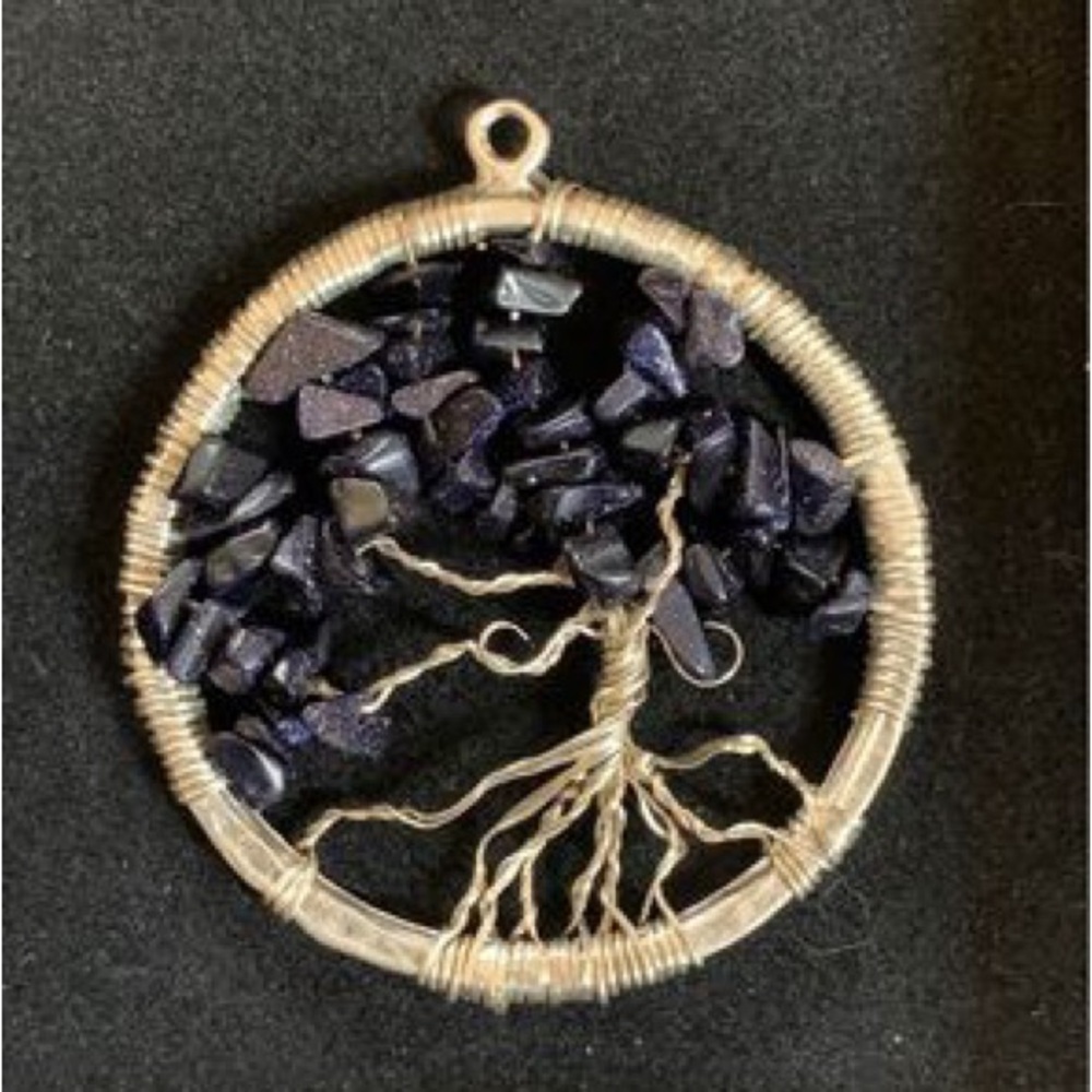 NWOT Goldstone and Silver Tree of Life Pendant